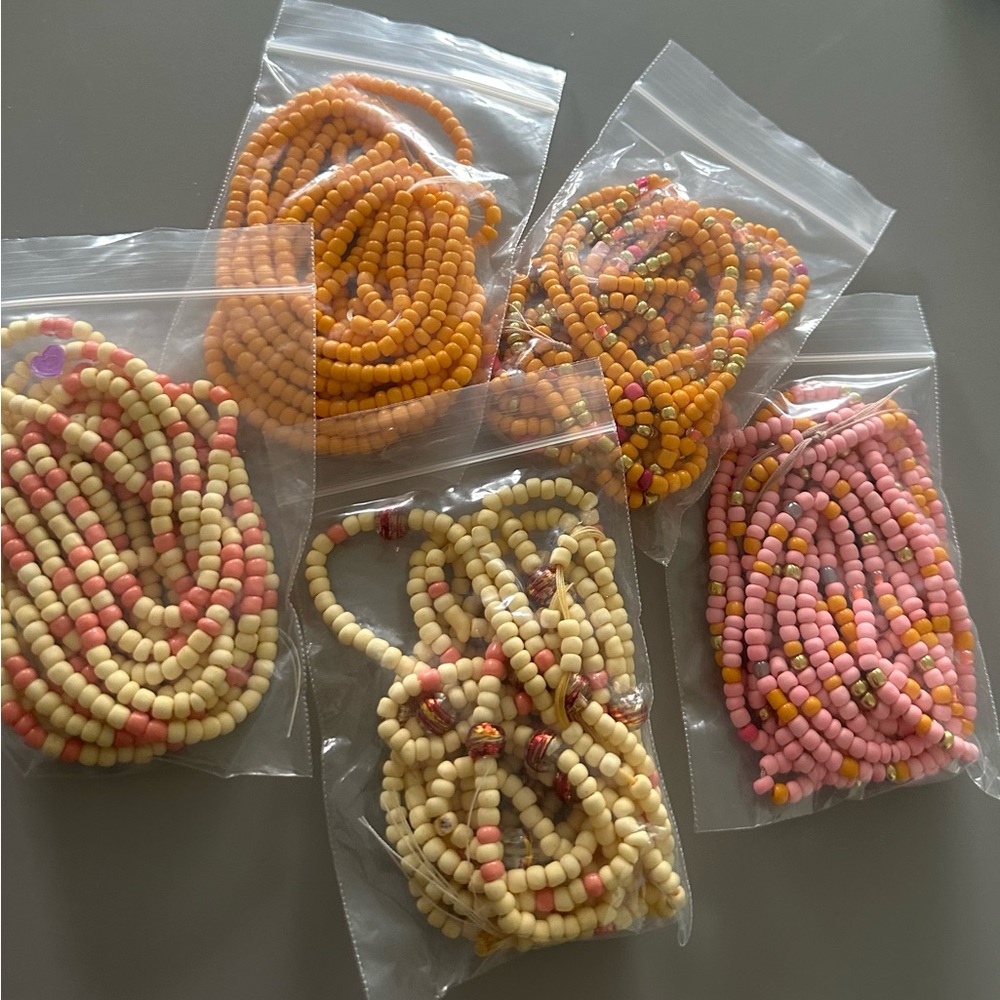 5pcs waist bead set  Pink, Peach, Cream & Orange